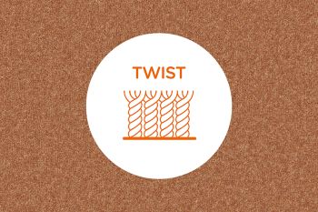 Cross section of twist pile carpet yarns